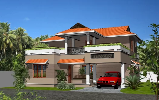 Chevron Rivulet Villa - 3D Elevation (1)